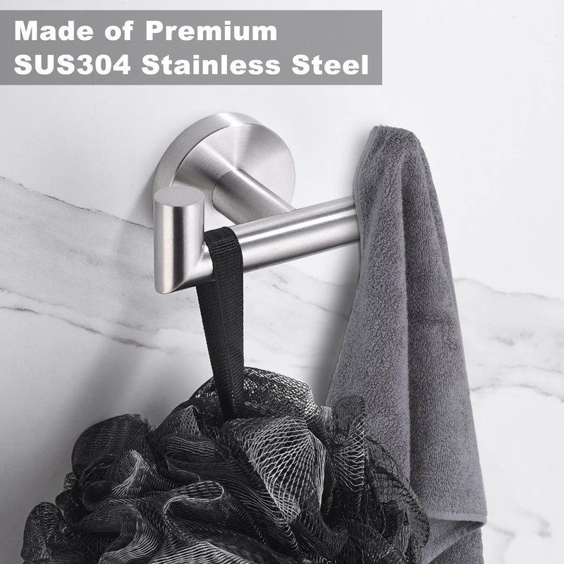 Kwanicas Towel Hooks for Bathrooms Brushed Nickel Towel Hook for Kitchen Bathroom SUS304 Stainless Steel Coat Hook Heavy Duty Double Holder Robe Hooks for Hanging Towels Coats Sponges Clothes Wall Mount 2 Pack - Image 3